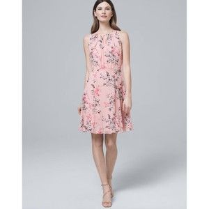 White House Black Market Womens  Floral Pink Dress